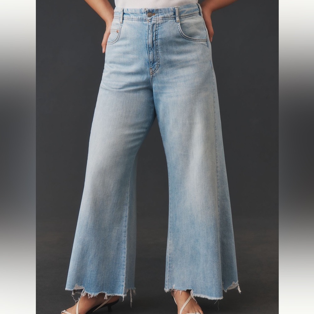 Anthropologie Adi Regenerative Cotton Mid-Rise Frayed Flare Jeans